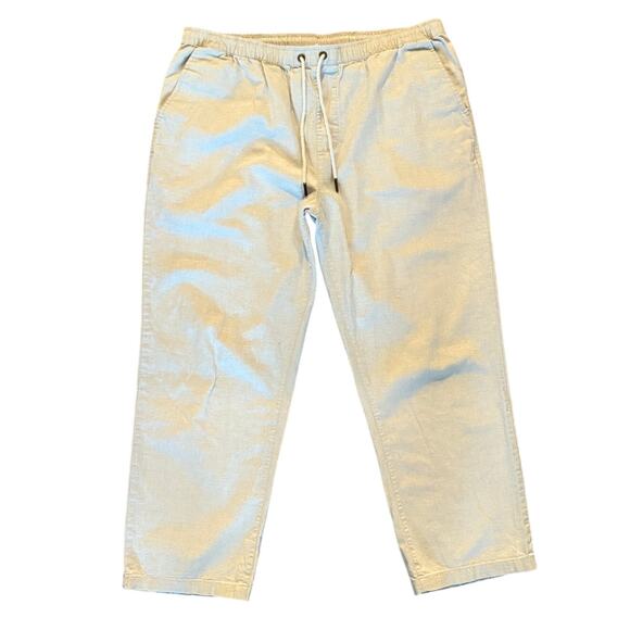 Rhythm Mens Beige Linen Blend Jam Drawstring Pants 34x26 Coastal Preppy Summer - Picture 1 of 9